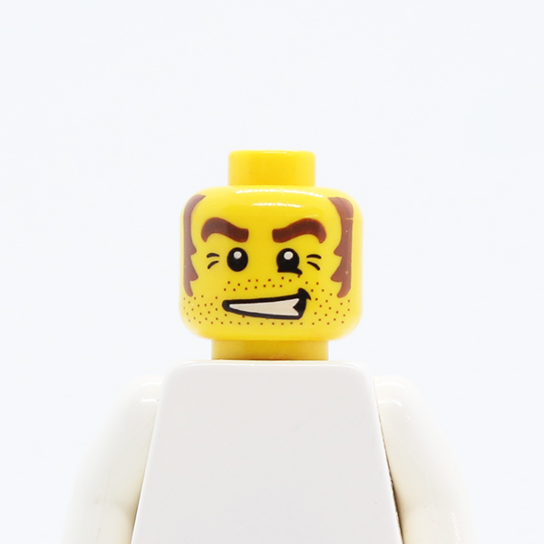 CS01 Male Stubble, Brown Eyebrows and Sideburns, White Pupils Pattern - Blocked Open Stud