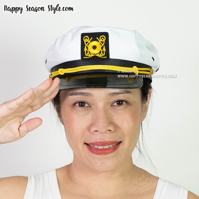 หมวกทหารอากาศ หมวกกัปตัน สีดำโลโก้เหลืองทรงปีก