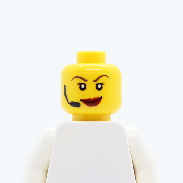Dual Sided Female Red Lips, Headset, Scared / Smile Pattern - Blocked Open Stud