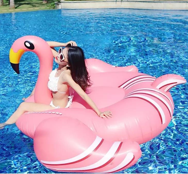 ห่วงยางฟลามิงโก้ สีชมพู ปากสีเหลือง Inflatable Pink Yellow mouth Flamingo Float