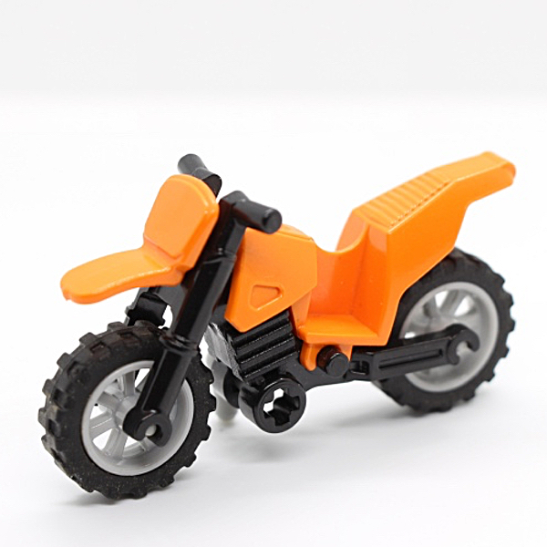 Motorcycle Dirt Bike with Black Chassis and Light Bluish Gray Wheels