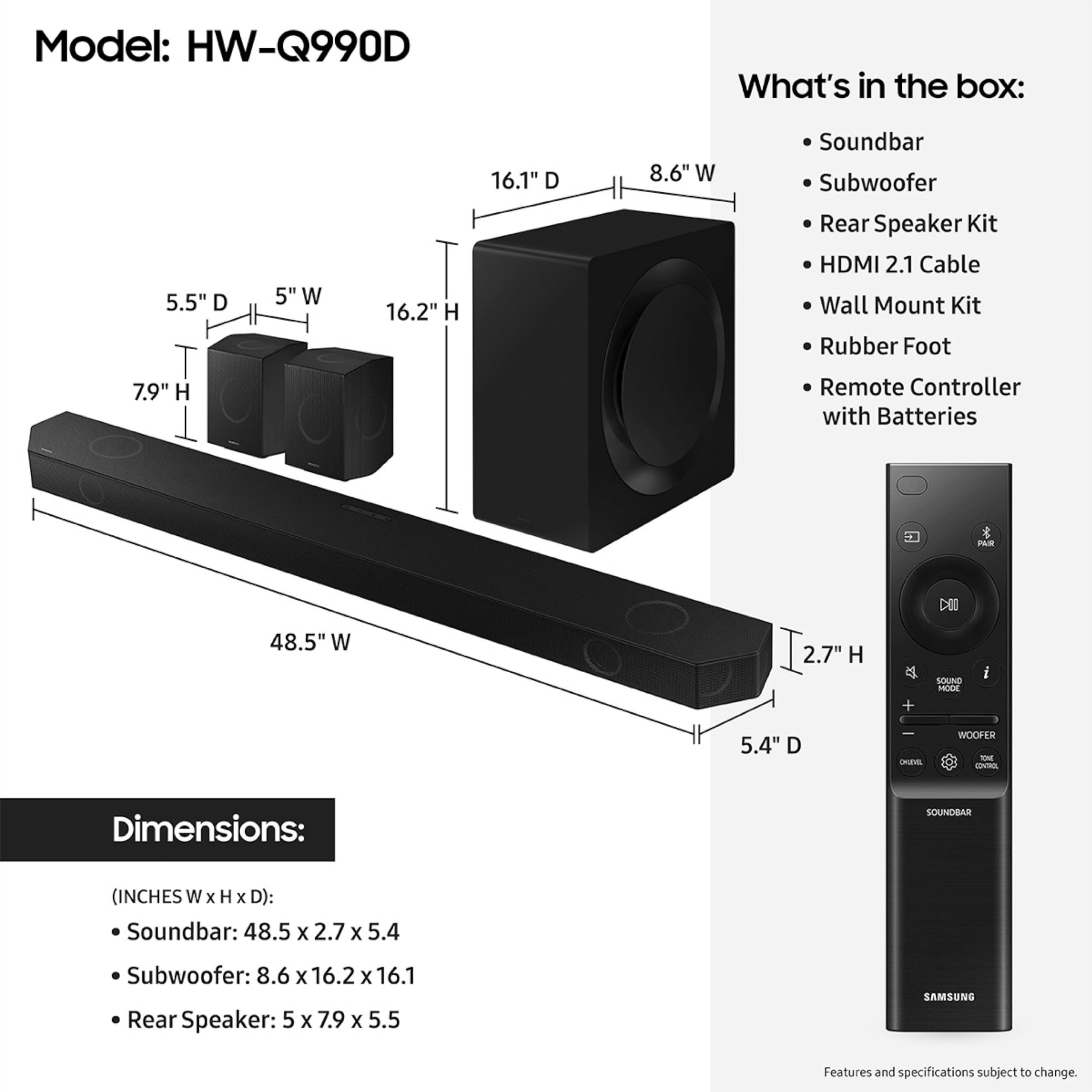 HW-Q990DSAMSUNG Soundbar HW-Q990D/XT Q990D0964746498