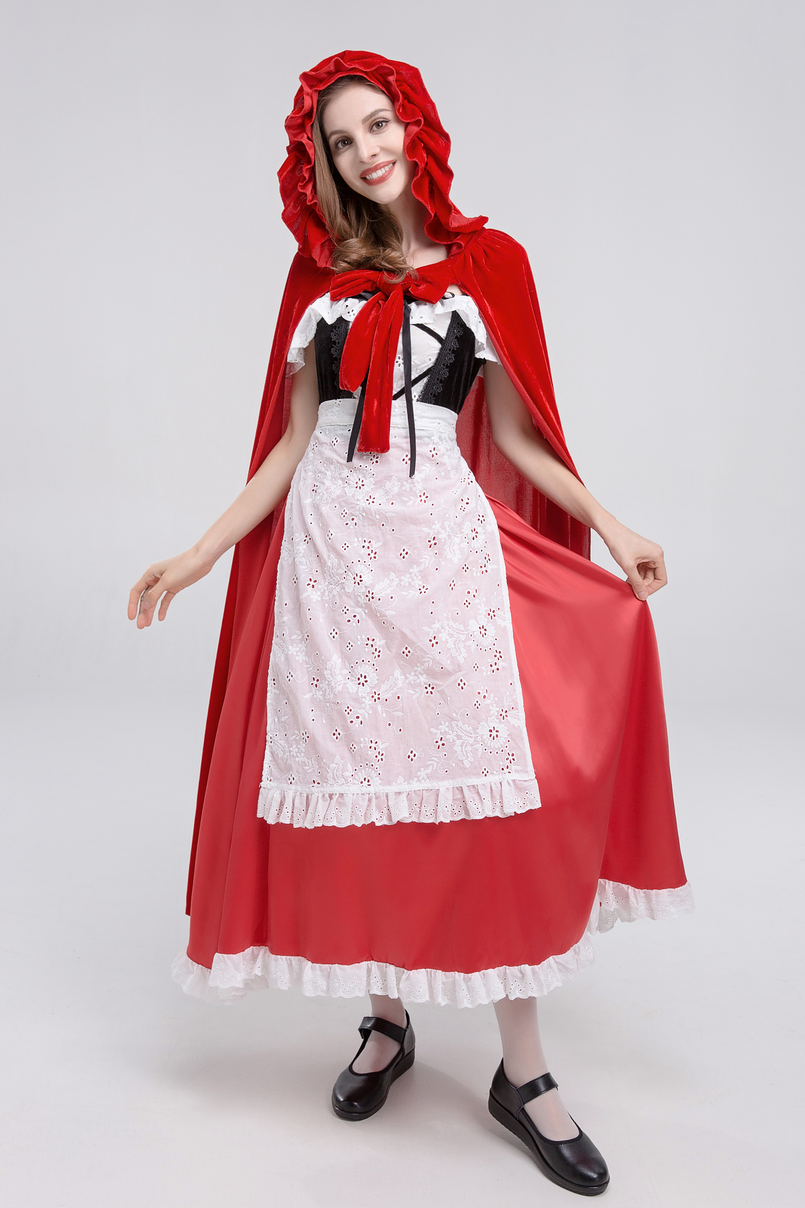 ชุดหนูน้อยหมวกแดง พร้อมผ้าคลุม หนูน้อยหมวกแดงแบบยาว