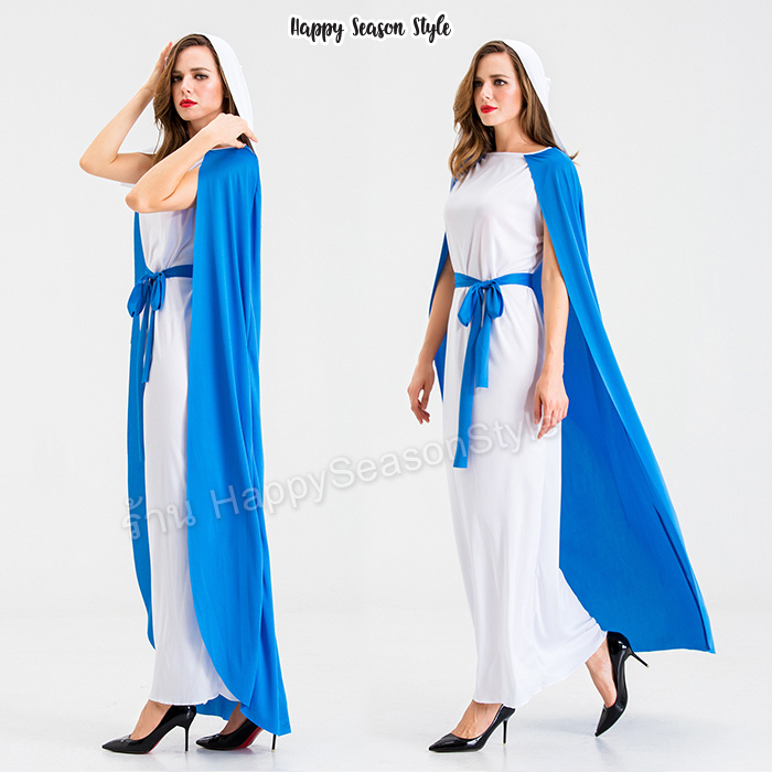 ชุดแม่ชี นักบวช ชุดขาวผ้าคลุมฟ้า