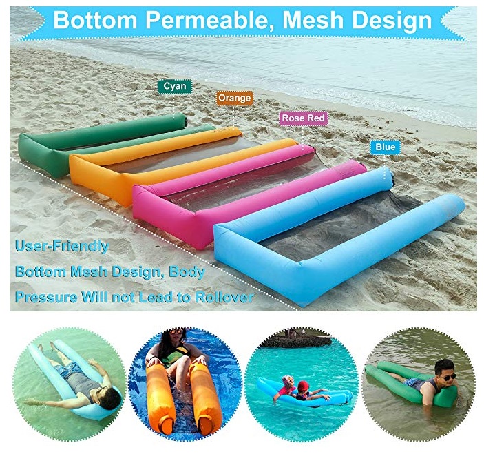 แพลมลอยน้ำ พกพาสะดวก ไม่ต้องใช้ที่สูบ Inflatable Pool Floats Portable Floating Lounger Chair Water Hammock No Pump