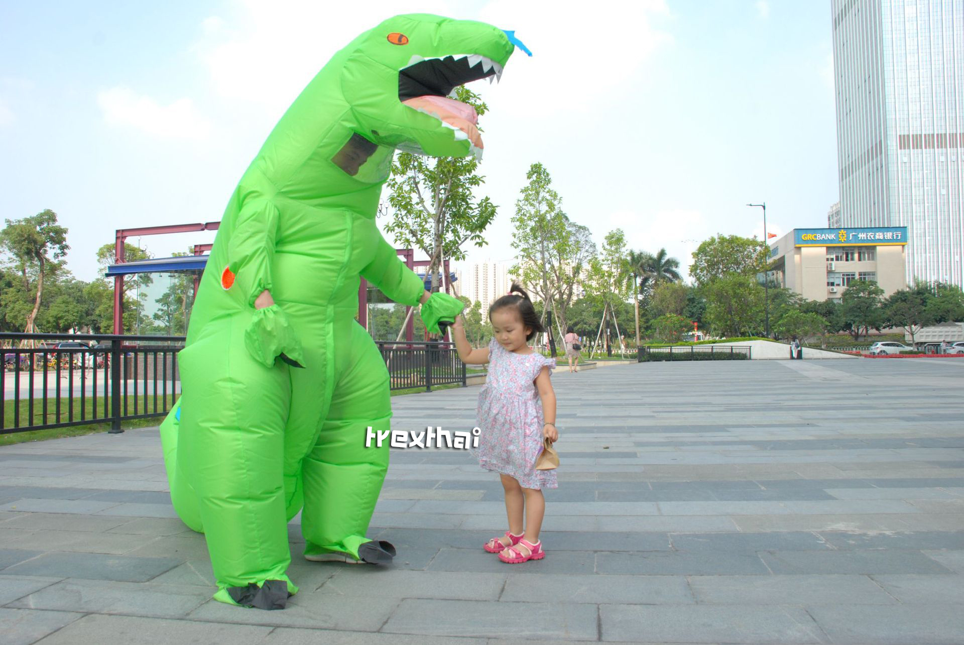 ชุดมาสคอต ไดโนเสาร์ สำหรับผู้ใหญ่ (140-190ซม.) สีเขียว