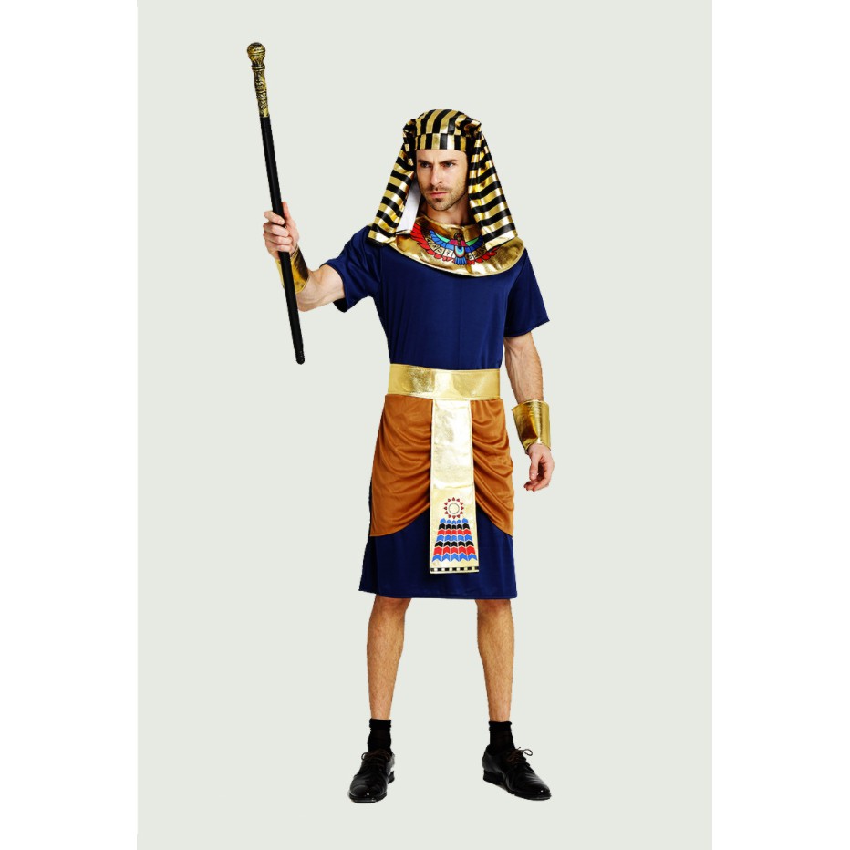 ชุดฟาโรห์ อียิปต์ ฟาโรห์ สีน้ำเงิน พร้อมที่แต่งศีรษะ แบบ1พรีเมียม🏍️💨 ส่งไวจากไทย
