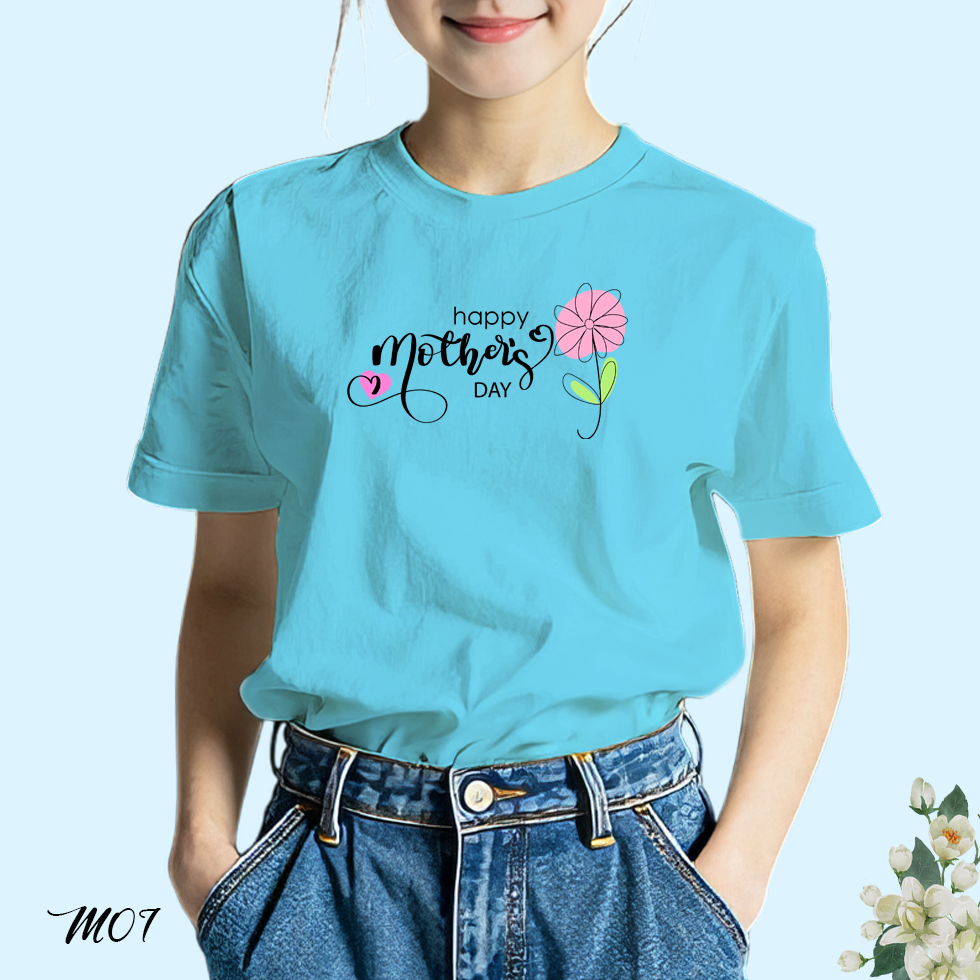 เสื้อยืด สกรีนลาย Happy Mother's Day M07 เนื้อผ้าโพลีเอสเตอร์100% นุ่มใส่สบาย เสื้อฟ้าวันแม่