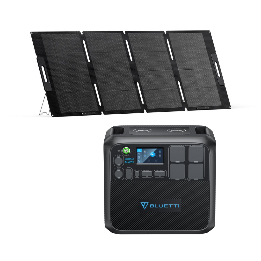 BLUETTI AC200MAX Portable Power Station + MP200 Solar Cell เซทแบตเตอรี่สำรองพกพา พร้อมโซลาร์เซลล์