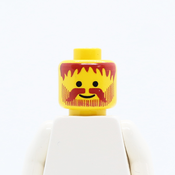 Beard Vertical Lines with Messy Hair, Moustache Dark Red Pattern