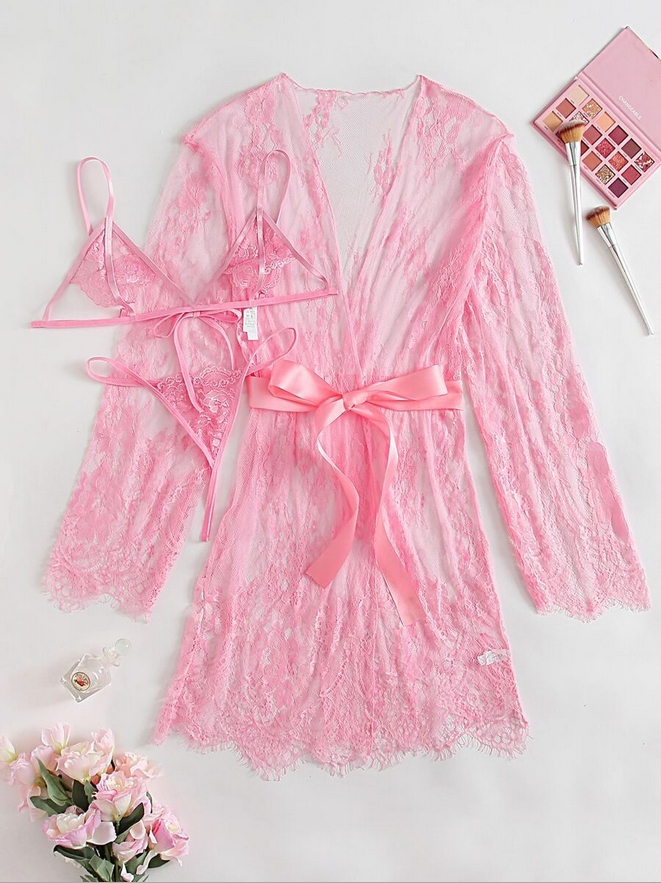 ชุดนอนไม่ได้นอน เซ็ท 3 ชิ้น แบบบิกินี่ พร้อมเสื้อคลุม ชุดนอนเซ็กซี่