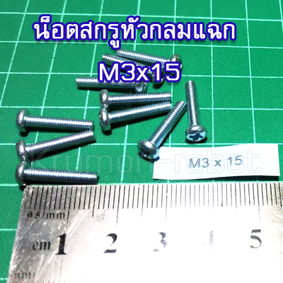 10 x น็อตสกรูหัวกลมแฉก M3x15