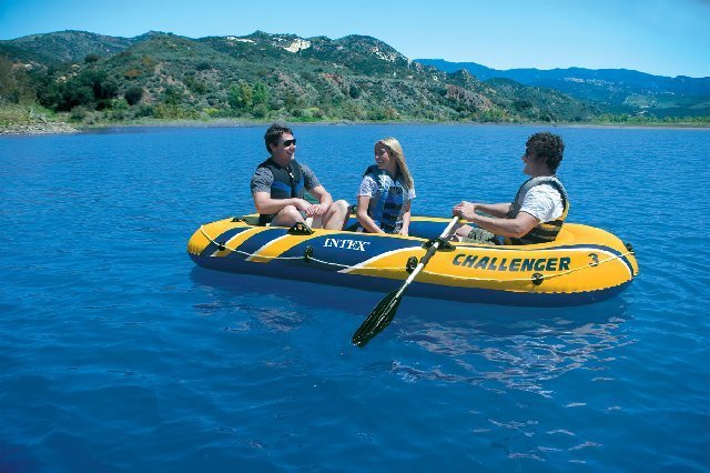INTEX ชุดเรือยาง ชาเลนเจอร์ 3 ที่นั่ง พร้อมพายอลูมิเนียมและที่สูบลม รุ่น 68370