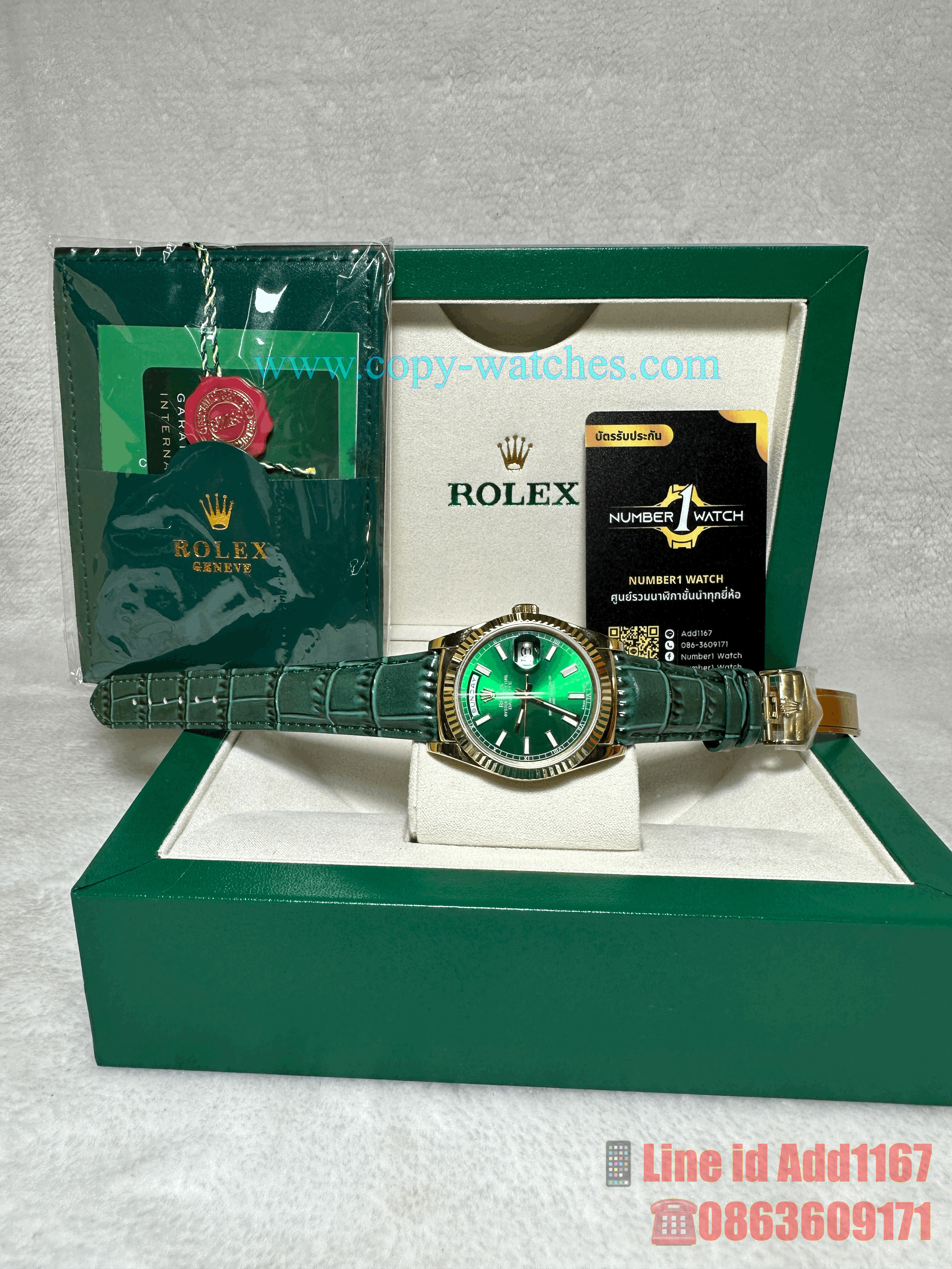 Rolex Day-Date 36mm Green Stick Dial (Swiss QF)