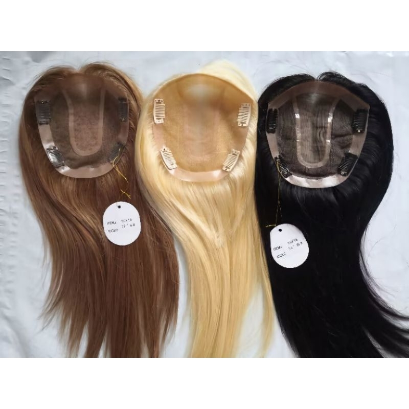 แผ่นปิดผมบางผมแท้ ราคาถูก ฐานใหญ่ 14×16ซม ผมยาว 30 35ซม
