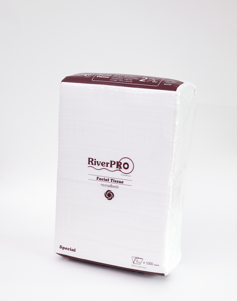 (ยกลัง) กระดาษเช็ดหน้า RiverPro แบบ 20x20 cm แบบเติม 1000แผ่น*12ห่อ/ลัง