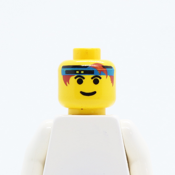 Male Headband Blue with Eyebrows Pattern - Blocked Open Stud
