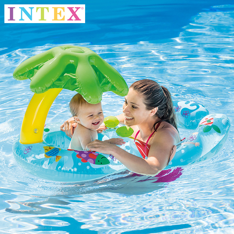 INTEX ห่วงยางแม่และเด็ก มีร่มกันแดด Inflatable INTEX Mom-Baby with Umbrella Pool Float