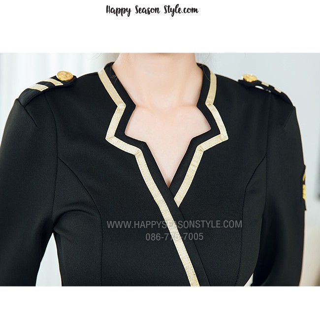 ชุดพนักงาน ชุดแอร์ ยูนิฟอร์ม พนักงานต้อนรับ พีอาร์ คอปกแหลม