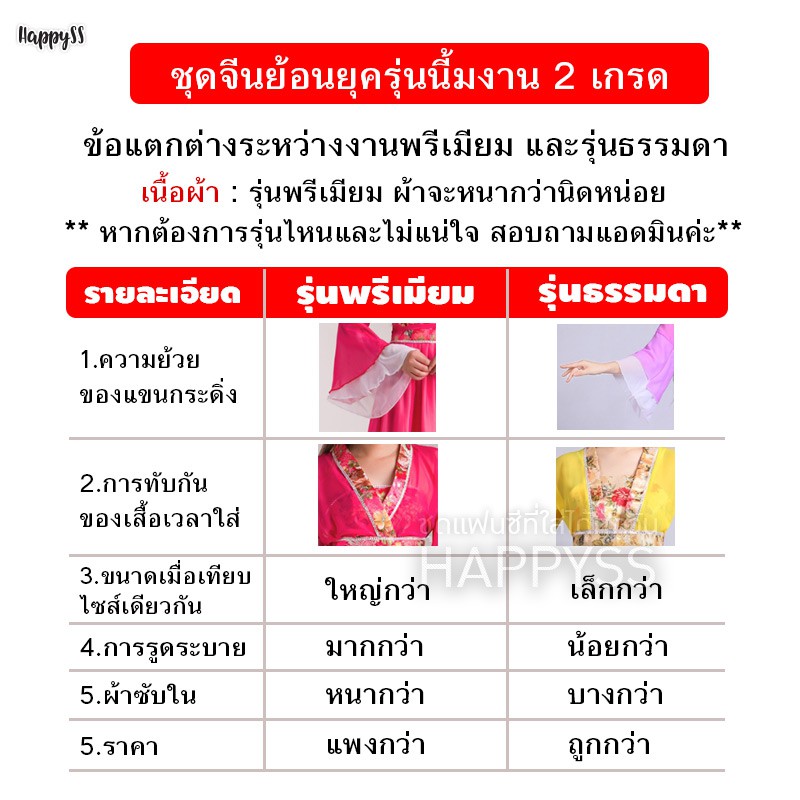 ชุดจีน ผู้หญิงย้อนยุค หนังกำลังภายใน นางสนม เจ้าหญิงกำมะลอ (มีหลายสี) รุุ่นปกติ
