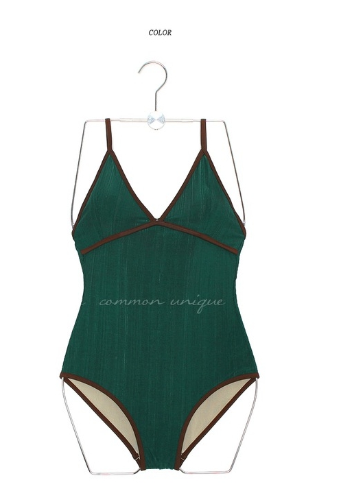 ชุดว่ายน้ำวันพีช สายเดี่ยวสีเขียวอัดพลีท