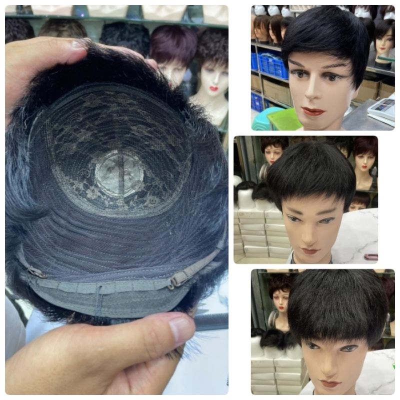 วิกผมชายสวมทั้งศีรษะ ผมแท้ราคาถูก ผู้ชายหัวล้าน ทำคีโม ใส่ง่ายเป็นธรรมชาติ ใช้ผมจริง100%