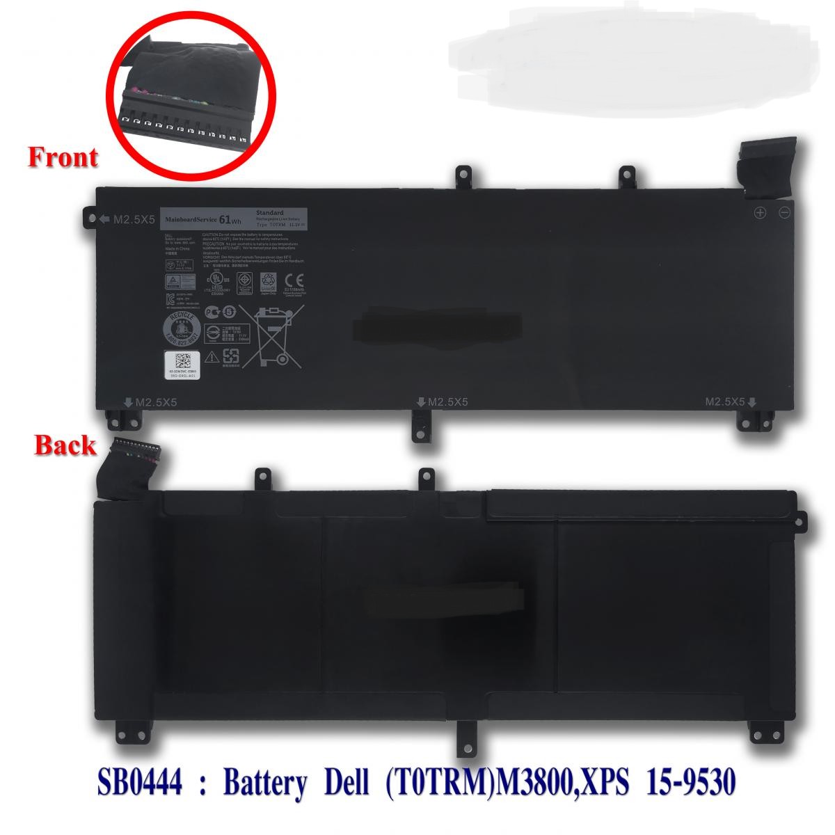 SB0444 - BatteryDell(ORG)(T0TRM)M3800,15-9530,245RR,0H76MY,H76MV,07D1WJ,7D1WJ,Y758W