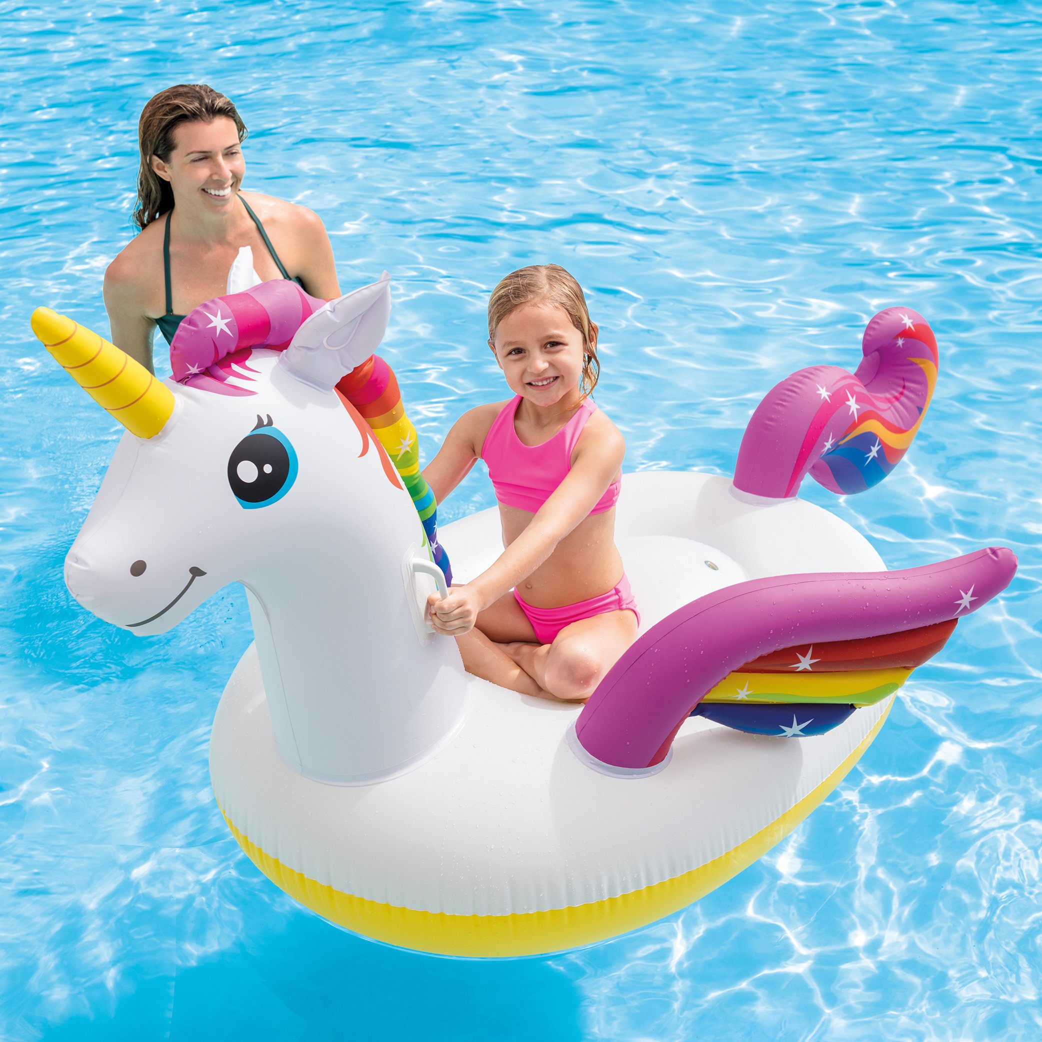 Inflatable New Rainbow Unicorn Pool Float ห่วงยางยูนิคอร์นสีรุ้ง แบบใหม่ (ขนาด 150 cm.)