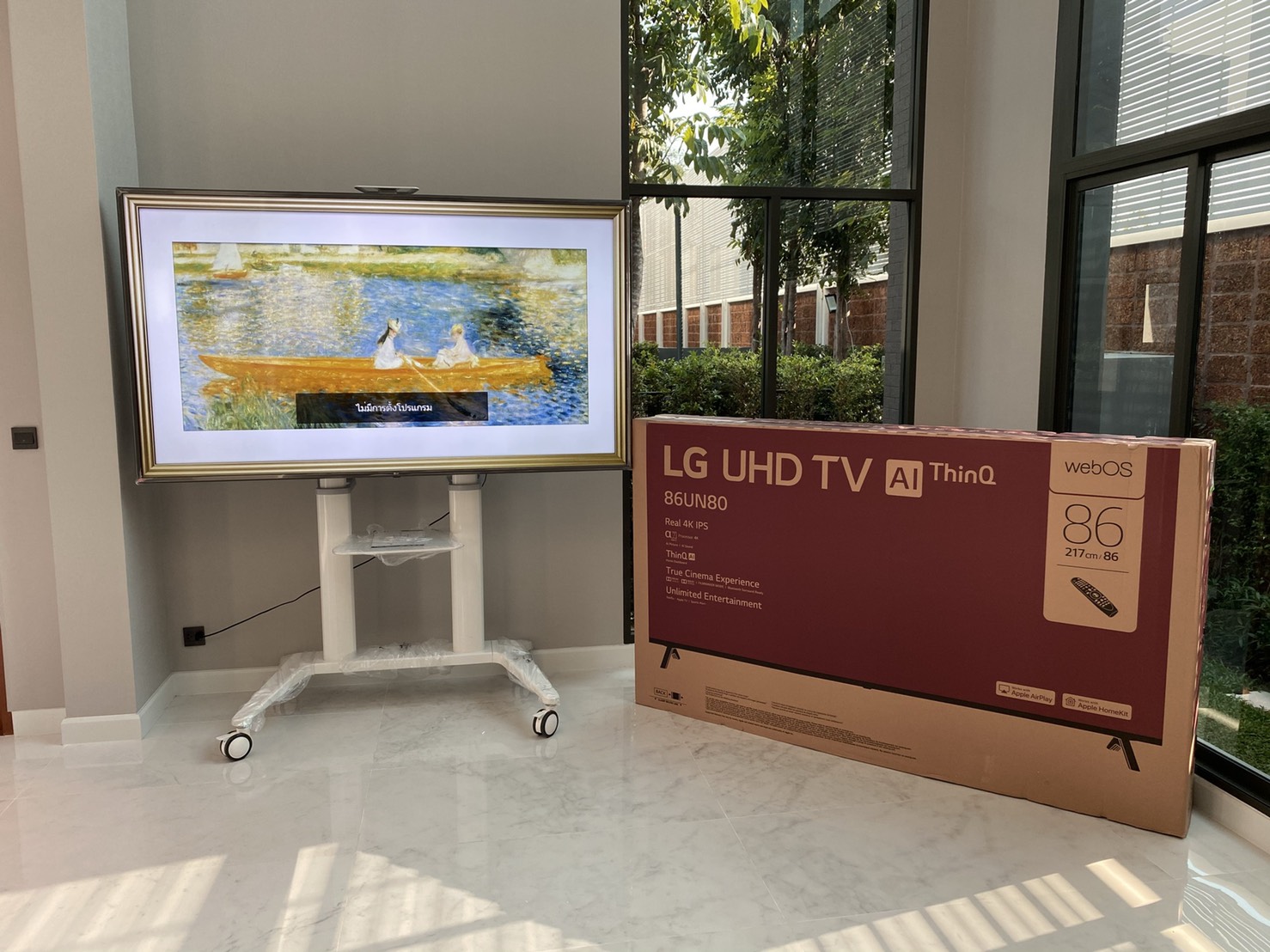 JMTVSTAND MT-F9400 ขาตั้งพื้นทีวีมีล้อเลื่อนTV Stand วัสดุ Aluminium อลูมิเนียม{สีขาว} แข็งแรง สวยหรู ทรงทันสมัย รองรับทีวี 70"-120"นิ้ว{รับประกัน 3 ปี}0964746498