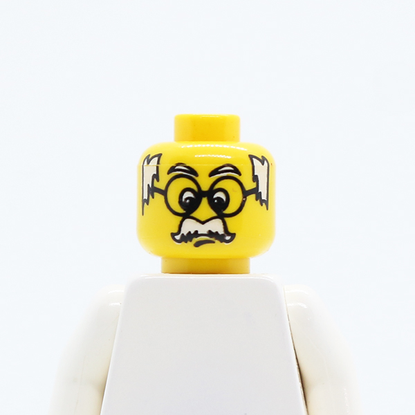 Moustache White Hair on Sides, and Large Glasses Pattern - Blocked Open Stud