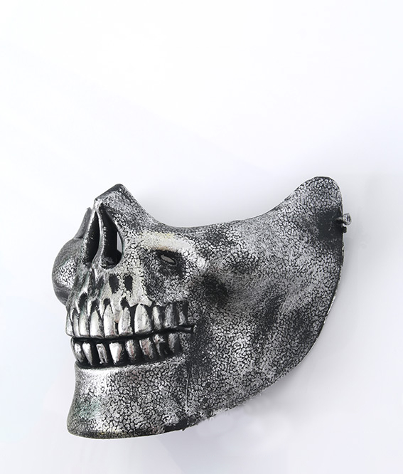 อุปกรณ์แฟนซี หน้ากากแฟนซี ฮาโลวีน - หน้ากาก กระโหลก หน้ากากผี สีเงินครึ่งหน้า