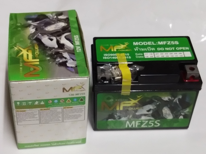 แบตเตอรี่มอเตอร์ไซค์ MF POWER 125cc 12V MFZ5S แบตแห้ง