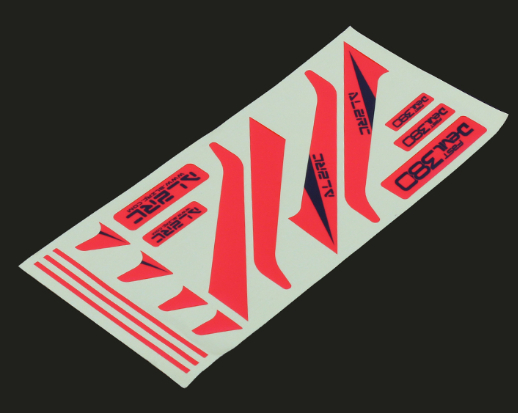 D380F36S-R # Devil 380 FAST Carbon Fiber Vertical Stabilizer Color Sticker Red