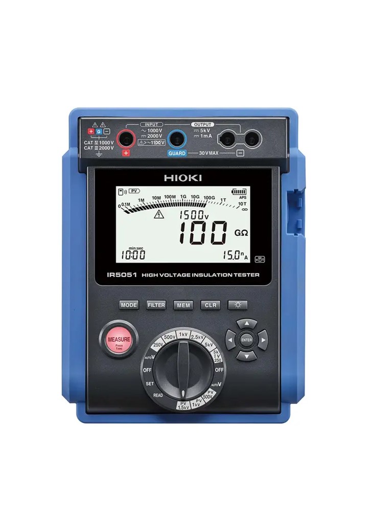 HIOKI IR5051 เครื่องทดสอบความต้านทานฉนวนทางไฟฟ้า 5kV Test Voltage - Up to 10 TΩ พร้อมฟังก์ชั่นทดสอบฉนวนระบบโซลาร์ (1500 VDC - PV insulation resistance)