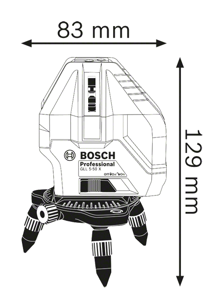 Bosch รุ่น GLL 5-50 X เลเซอร์แบบเส้น ในกระเป๋าใส่เครื่องมือพร้อม 4 x แบตเตอรี่ (AA) ขาตั้งสามขา