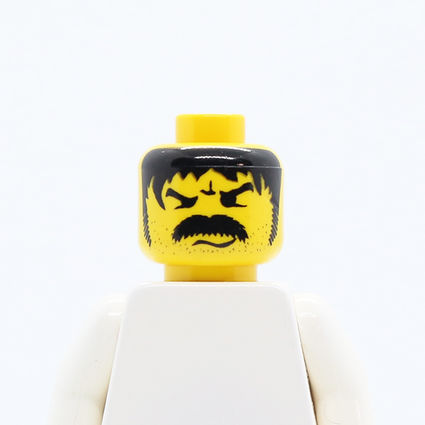 Moustache Thick Angry and Long Hair and Stubble Pattern - Blocked Open Stud
