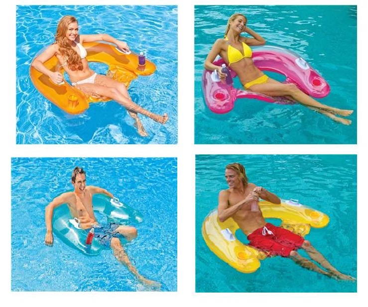 แพยางโซฟานั่งชิว พร้อมที่วางแก้วและที่จับ Inflatable Sofa with cup holden Pool Float