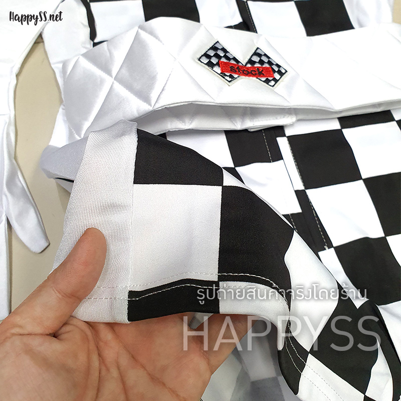 ชุดมอเตอร์โชว์ พีอาร์ พริตตี้ ลายตาราง พร้อมเข็มขัด ถุงมือ