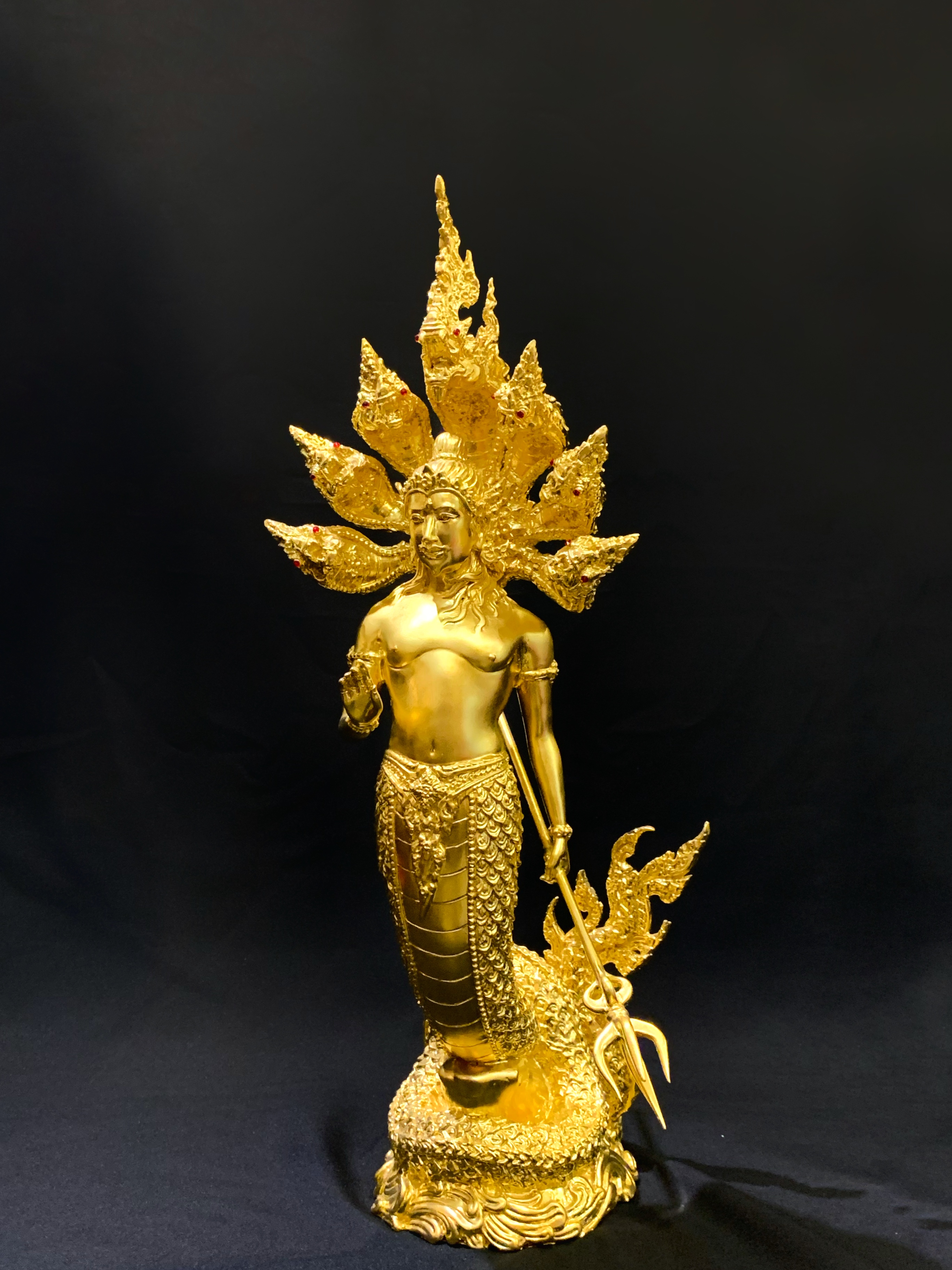 ปู่นาคราช ทรงตรีศูล หน้าตัก 9 นิ้ว (ปรก 7 เศียร)