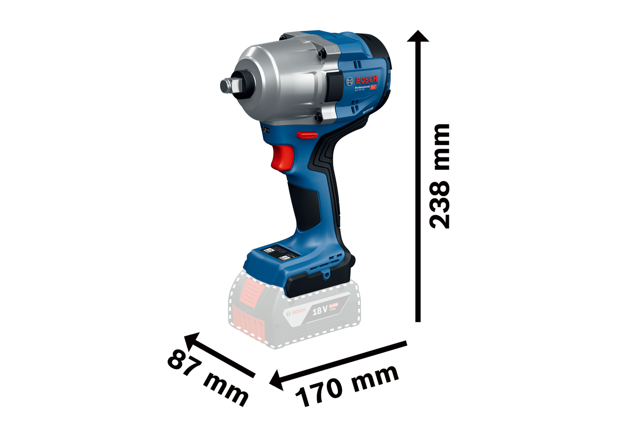 BOSCH รุ่น GDS 18V-780 KIT บล็อคกระแทกไร้สาย พร้อมเครื่องชาร์จและแบตเตอรี่ 18V@5.0AH x 2 ก้อน