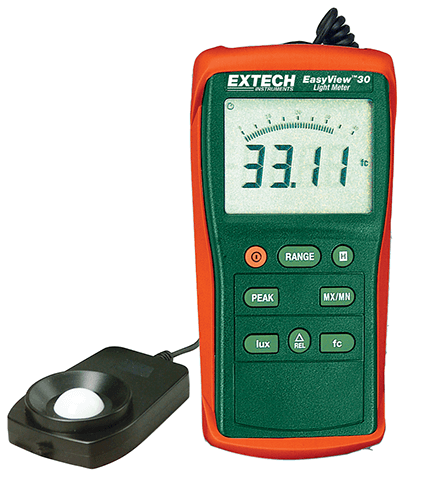 EXTECH รุ่น EA30 เครื่องวัดแสง EasyView™ Wide Range Light Meter High intensity light measurements up to 40,000Fc/400,000Lux