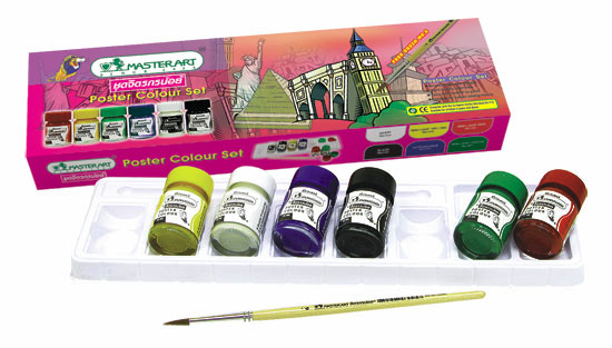 สีโปสเตอร์ Master Art ชุดจิตรกรน้อย 6สี+พู่กัน+จานสี (ขายยกโหล12ชุด)