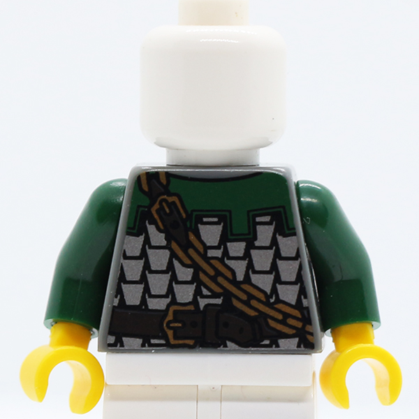 Castle Kingdoms Scale Mail, Dark Green Collar, Chain and Belt Front and Back Pattern / Dark Green Arms / Yellow Hands