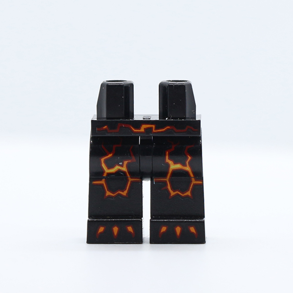 Hips and Legs with Dark Red, Orange and Yellow Cracks and Claws Pattern