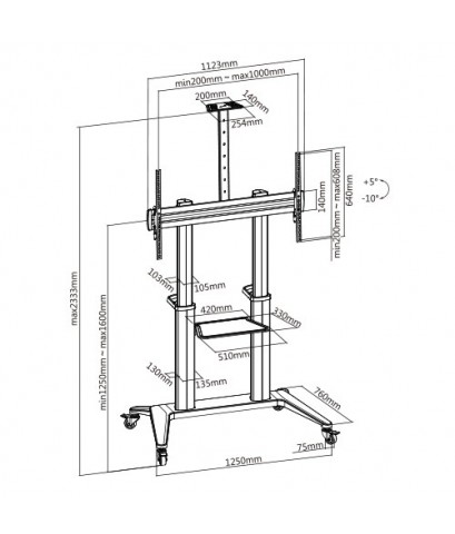 JMTVSTAND MT-F9300 ขาตั้งพื้นทีวีมีล้อเลื่อนTV Stand วัสดุ Aluminium อลูมิเนียม{สีดำ} แข็งแรง สวยหรู ทรงทันสมัย รองรับทีวี 70"-120"นิ้ว{รับประกัน 3 ปี }0964746498
