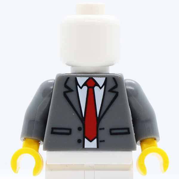 CSMV Suit Jacket Unbuttoned with Red Tie Pattern / Dark Bluish Gray Arms / Yellow Hands