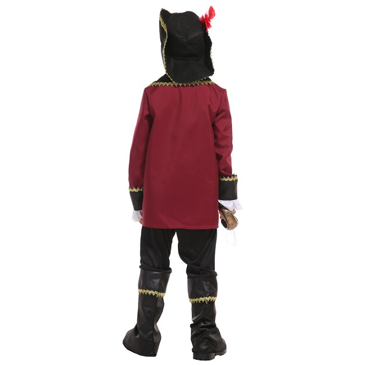 ชุดโจรสลัดเด็ก โจรสลัดเด็กชาย ชุดยุโรป ชุดฝรั่งเศษโบราณ ชุดเจ้าชาย เสื้อคลุมแดง กางเกงขายาวสีดำ