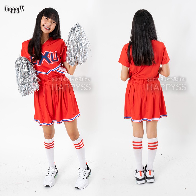 ชุดเชียร์ ชุดเชียร์ลีดเดอร์ CXU มี 2 สี แดง น้ำเงิน แขนกุดและแขนสั้น แถมถุงเท้า