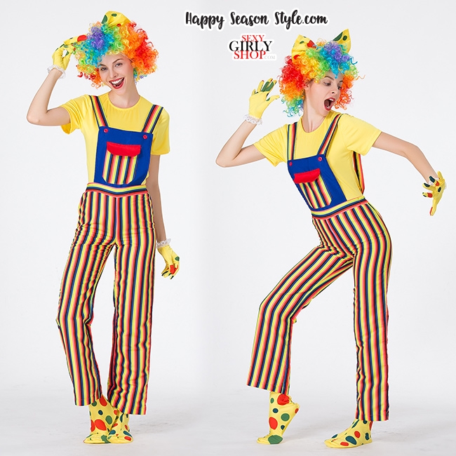 ชุดตัวตลก โบโซ่ เสื้อเหลือง เอี๊ยมลายทาง คณะละครสัตว์