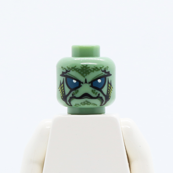 Alien with Large Blue Eyes, Turtle Mouth and Gills Pattern - Blocked Open Stud